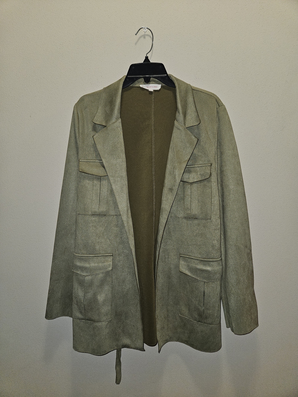 Solitaire Olive Green Suede Blazer Jacket